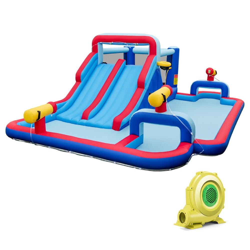 Aimee Lii Inflatable Bounce House with 2 Water Slides and 3 Water Cannons With 735W Blower, Playhouse for Kids Outdoor Aimee Lii Inflatable Bounce House with 2 Water Slides and 3 Water Cannons With 735W Blower, Playhouse for Kids Outdoor