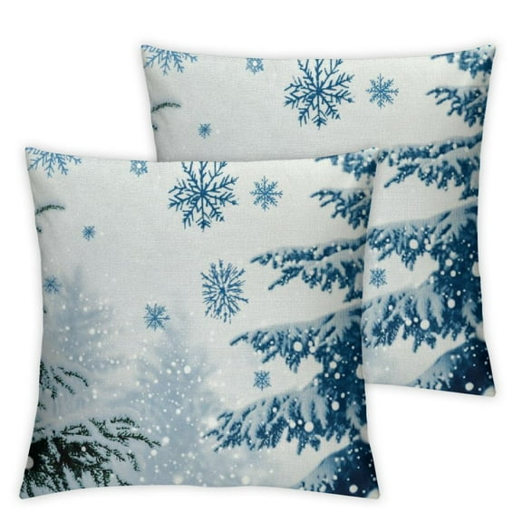 PHYHOO Set of 2 Christmas Snowflake Pillow Covers Holiday Decorative Throw Pillow Cover Winter Cushion Case for Home Sofa Square 12x12in