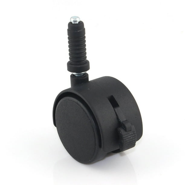 Juego de 2 ruedas duraderas de 2 pulgadas para muebles, ruedas con freno, cama para niños, rueda universal con cubierta de vástago (negro)