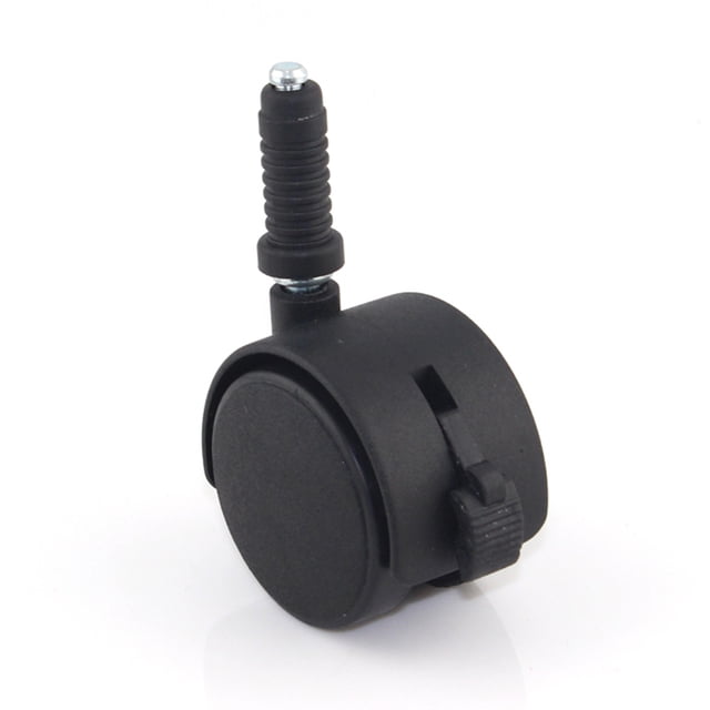 Juego de 2 ruedas duraderas de 2 pulgadas para muebles, ruedas con freno, cama para niños, rueda universal con cubierta de vástago (negro)