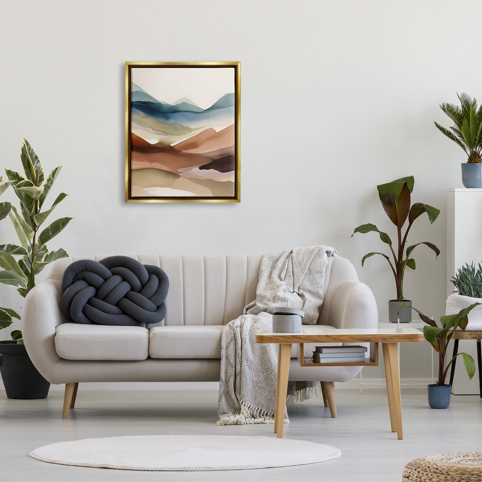 Stupell Industries Abstract Desert Landscape Landscape Painting Gold Floater Framed Canvas Art Print Wall Art, 25 x 31
