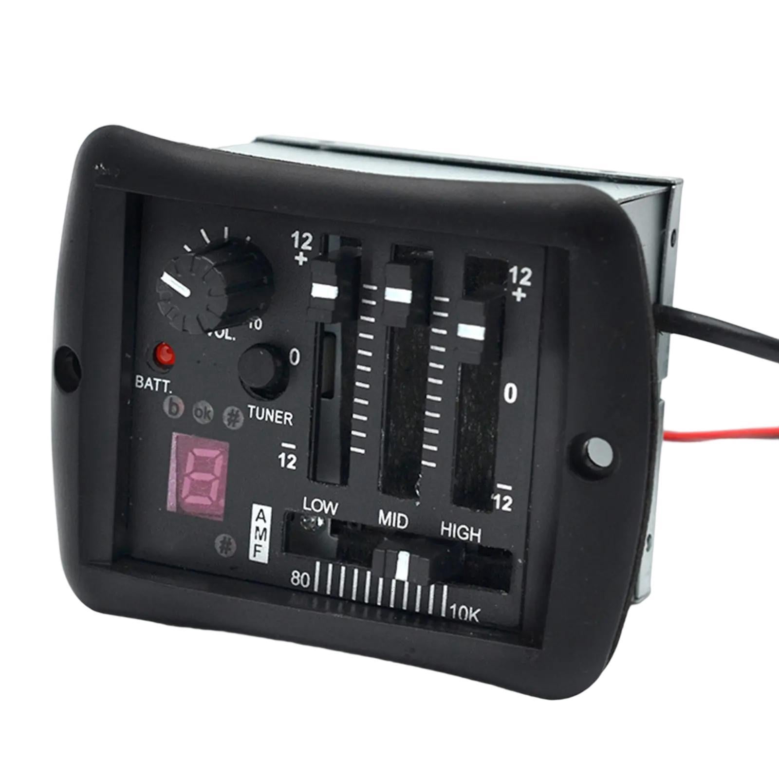 QccHieUs Acoustic Guitar Preamp Equalizer Sound Hole Pickup Tuner for Folk Guitar 3-bands