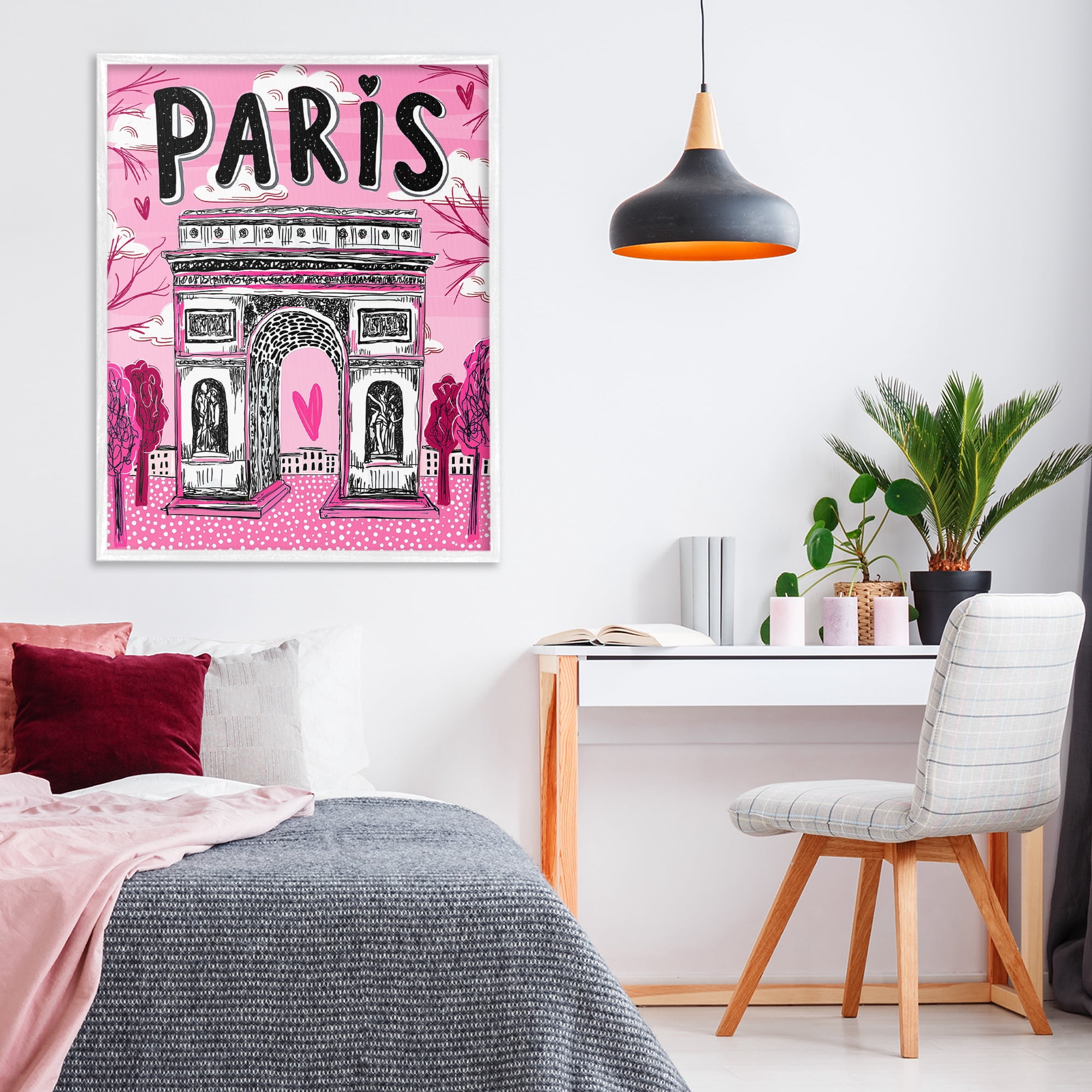 Stupell Industries Romantic Paris Arc de Triomphe White Framed Giclee Art, design by Jess Stempel