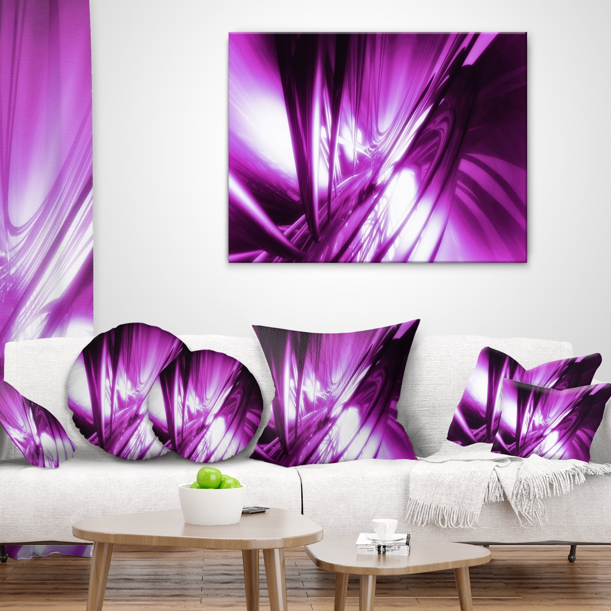 Designart 3D Abstract Art Purple Fractal - Abstract Throw Pillow - 16x16