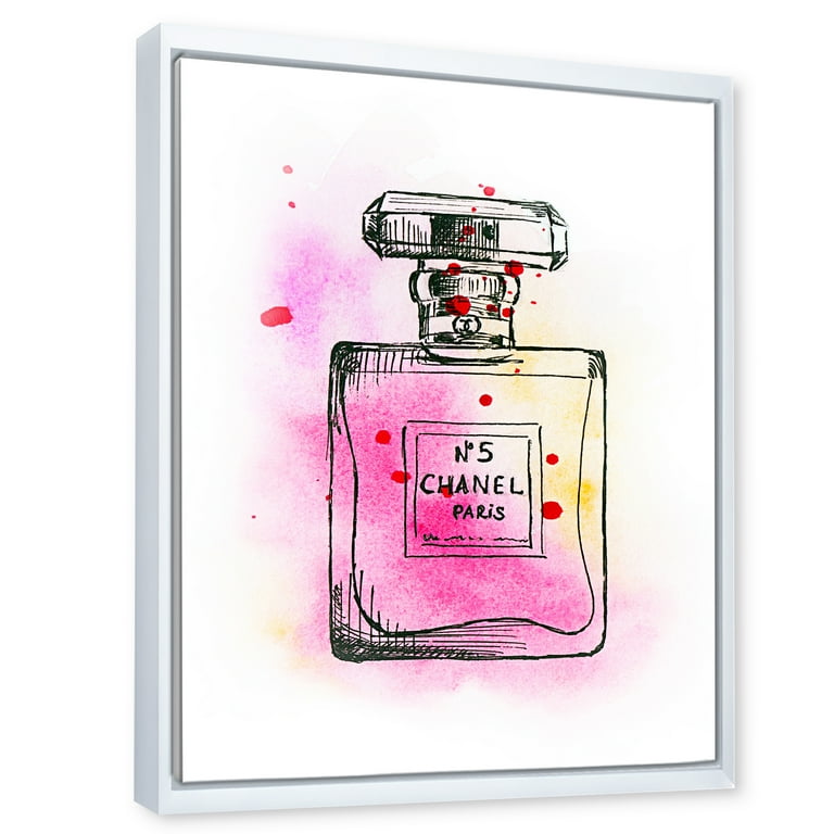 Chanel Pink Perfume Five Canvas Art Print 24x32 in