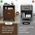 thumbnail image 6 of Nightstand with Charging Station, Fluted Nightstand with LED Lights, Modern Rustic Side Table with 2 Storage Drawers, Wooden End Table for Bedroom, Walnut 2pcs, 6 of 7