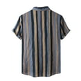 thumbnail image 5 of FINALGANG Mens Point Collar Retro Stripe Roll Short Sleeve Shirt Loose Fit Lightweight Summer Vacation Casual Button Down Shirts Leisure Top XL, 5 of 7