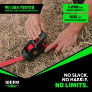 Rhino USA 1 x 10' Retractable Ratchet Straps 1,209lb Break Strength (Red 4-Pack)