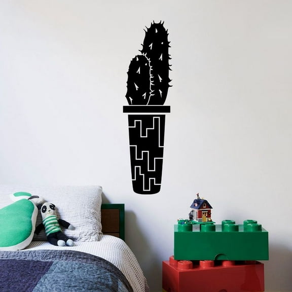 Tall Cactus Home Plant Desert Cartoon Wall Sticker Art Decal for Girls Boys Kids Room Bedroom Nursery Kindergarten Garage House Fun Home Decor Stickers Wall Art Vinyl Decoration Size (30x27 inch)