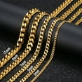thumbnail image 4 of Hermah 3/5/7/9/11mm Wide 16"-30" Mens Gold Plated Stainless Steel Chain Cuban Curb Necklace, 4 of 5
