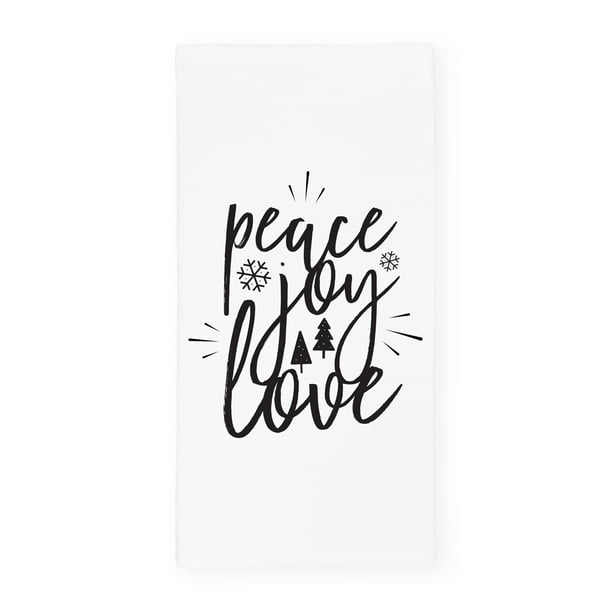 The Cotton Canvas Co Peace Joy Love Christmas And Holiday Absorbent Kitchen Tea Towel Flour Sack Towel Dish Cloth Walmart Com Walmart Com
