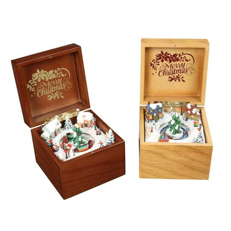 Pack of 4 Icy Crystal Decorative Animated Wooden Music Boxes 3.5