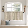 thumbnail image 3 of Modern Minimalist Tier Curtains 24 Inch Length, Farmhouse Simple Lines Texture Beige Cafe Short Curtains for Bathroom Over Sink, Small Kitchen Curtain Light Filtering Drapes 2 Panels 27.5"Wx24"L, 3 of 9