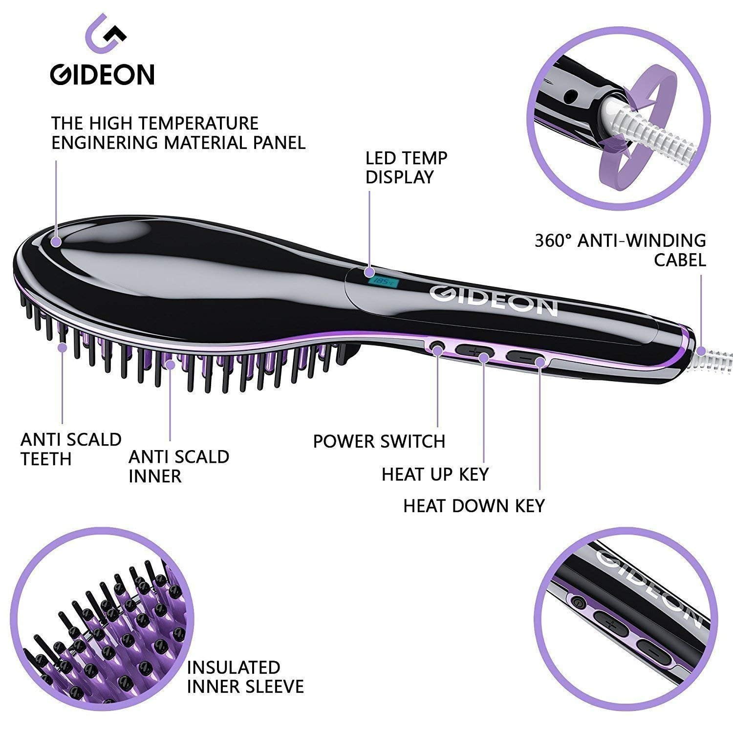 Gideon hair straightener clearance brush