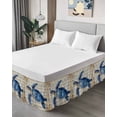 thumbnail image 4 of Watercolor Blue Turtle Bed Skirt King Size 18" Drop Retro Sheet Music Watercolor Ruffled Wrap Around Bed Skirts Adjustable Elastic Bedskirt Dust Ruffle for King Size Bed, 4 of 7