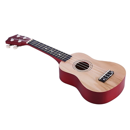 LOOKSEVEN 21 Inch Soprano Ukulele for Beginners, 4 String Small Guitar Hawaiian Ukelele with Natural Wood Finish, Starter Uke for Kids & Adults