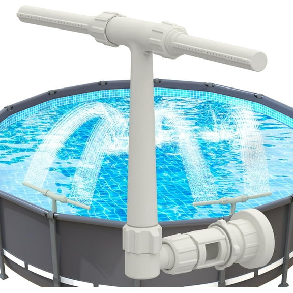 Pool Fountain - Dual Spray Water Fountains for Above Ground Pools, Above Ground Pool Accessories, Adjustable Waterfall Pool Sprinkler Fountain for Cooling & Relaxation (Grey)