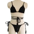 thumbnail image 2 of Traje De Baño De Dos Piezas Traje de baño dividido para mujer Moda Chinlon Solid Beach Party Bikini (L Black), 2 of 6