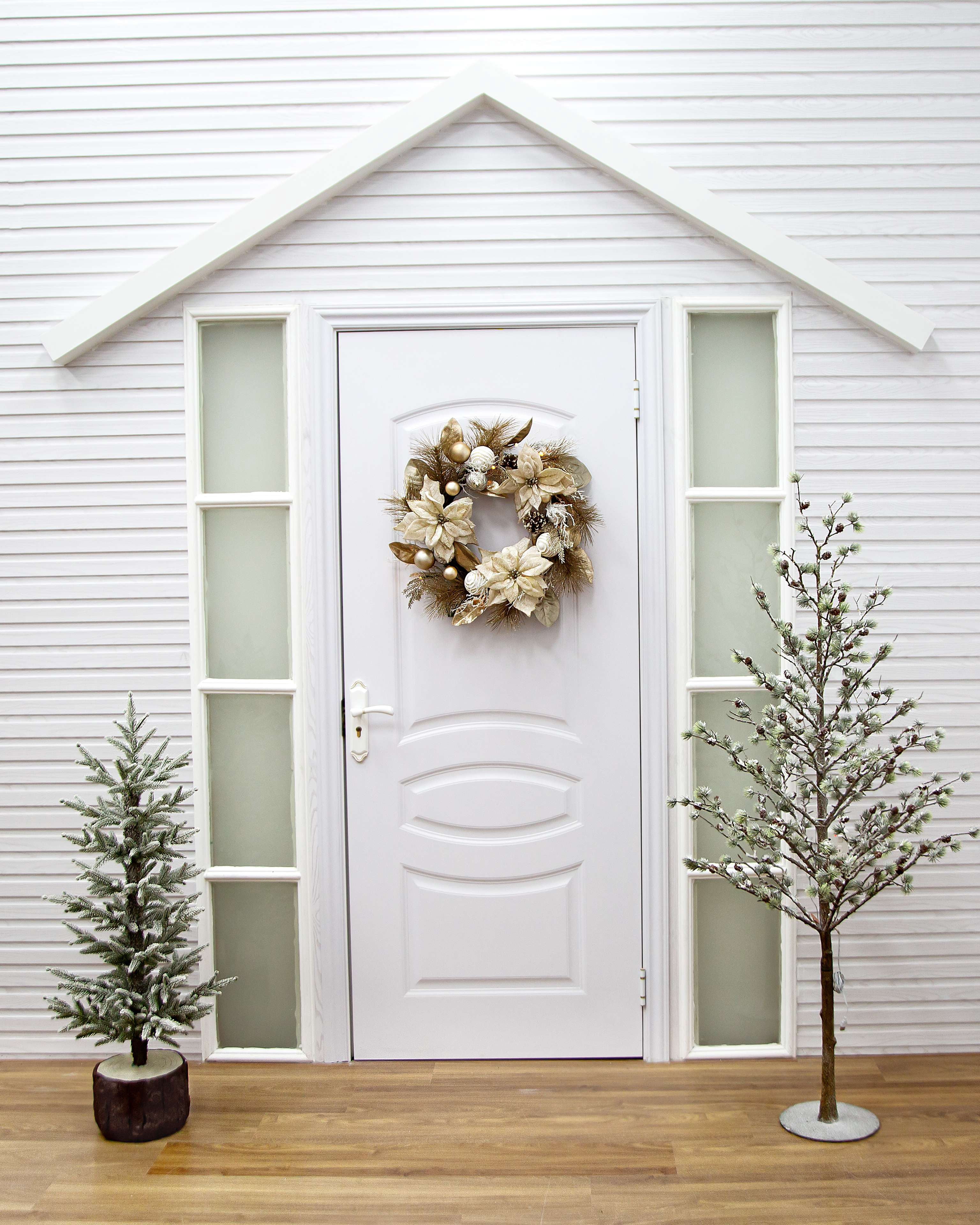 24 Inch Golden Poinsettia Christmas Wreath by Holiday Time