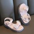 thumbnail image 4 of XIMIN Girls Open-Toe Sandals Rhinestone Bow Adjustable Buckle Strap Soft Upper Non-Slip Rubber Sole Cute Summer Beach Party Sandals (Pink, 2-2.5 Years), 4 of 6