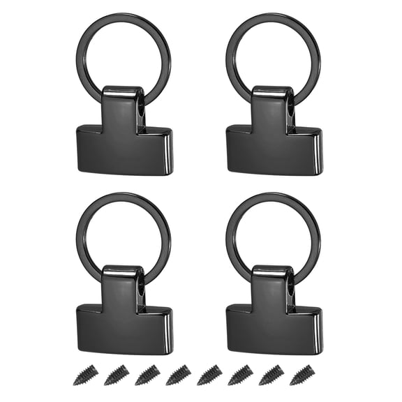 4Pack 22mm/ 0.87" Key Fob Hardware with Keychain Ring Purse Bag Hardware 20mm O Ring Black