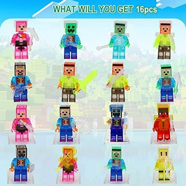 16 Pack Minecraft Figures Action Figures Toys Cute Game Series Characters Cake Toppers for Birthday Party Supplies Kids Collectible and Display Minifigure Kit Birthday Gifts for Boys and Girls Walmart...