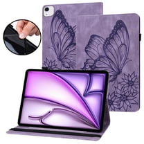 Dteck Butterfly Pattern Case for iPad Air 13 inch 2025/2024,Magnetic PU Leather Smart Auto Wake/Sleep Folio Stand Case Card Slot Pencil Holder Cover for iPad Air 13-in. M3/M2,Purple
