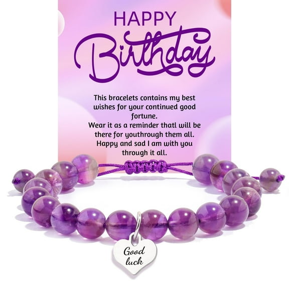 Good Luck Bracelet, Birthday Gift Natural Stone Material, Adjustable Amethyst Bracelet, Best Birthday Gift for Daughters, Granddaughters, Wives, Moms and Sisters
