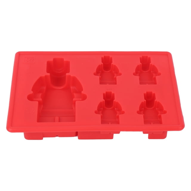 Bandeja de hielo - Bandeja de hielo 4 + 1 Molde de hielo multifuncional de silicona de grado alimenticio con forma de robot rojo para el hogar para la cocina