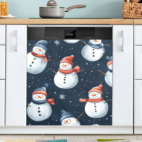 Ryvnso Christmas Snowman Snowflake Dishwasher Magnetic Refrigerator Magnet Cover Kitchen Home Decorative 23"x26"