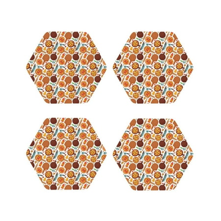 

Matuu Hot Fresh Pizza for Cup Coasters Set of 4 Leather Coasters Desk Coasters for Office Measures 4” x 4”-Hexagon