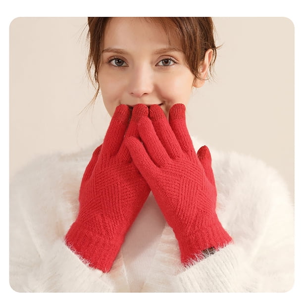 Fiudx Guantes de Punto de Invierno, Doble Capa Gruesa y Cálida, Dedos Conductores para Pantallas, Diseño Suave y Elástico, Protección para Conducción Al Aire Libre, Ideales para Hombres y Mujeres, Ta