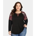 thumbnail image 2 of TIYOMI Plus Size Tunics For Women 2X Black V Neck Autumn Fall Winter T-Shirt Brown Floral Casual Long Sleeve Tops Casual Blouses Tee 2XL 18W 20W, 2 of 6