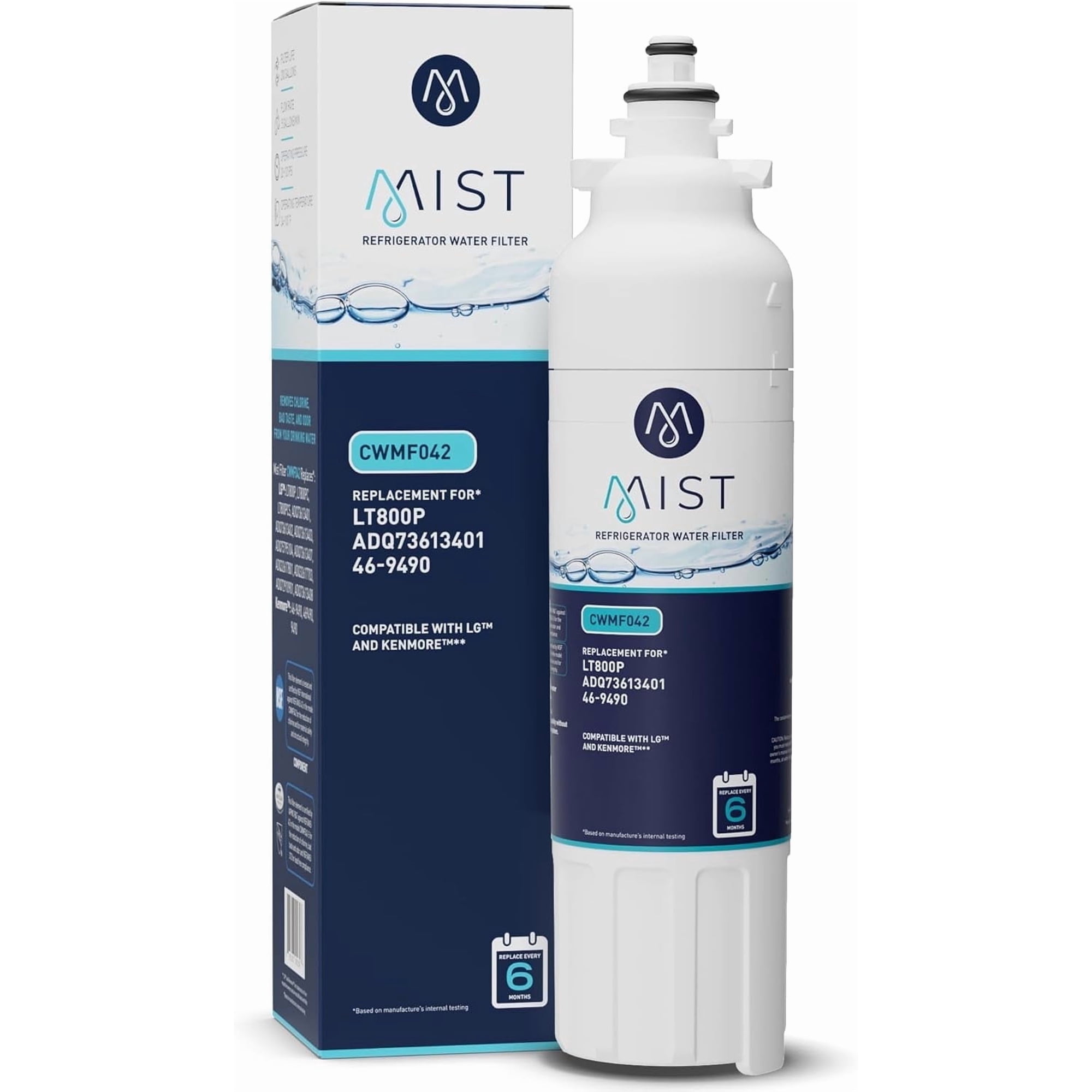 Mist LT800P Refrigerator Water Filter Replacement Cartridge for LG, Compatible with ADQ736134, LG ADQ736134, Kenmore 9490, 46-9490, 469490, ADQ73613402, LG LMXS30776S, LG LSXS26366S