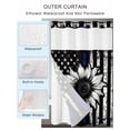 thumbnail image 4 of No Hook Shower Curtain with Snap-in Liner, American Flag Waterproof Fabric Bathroom Curtains, Farmhouse Sunflowers Shabby Chic Country Black Blue Bath Curtains & Mesh Top Window 72"x78" Long, 4 of 9