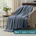 thumbnail image 4 of Vellux Queen Plush Texture Blanket | Ultra Soft Lightweight All-Season Throw | Denim, 4 of 6