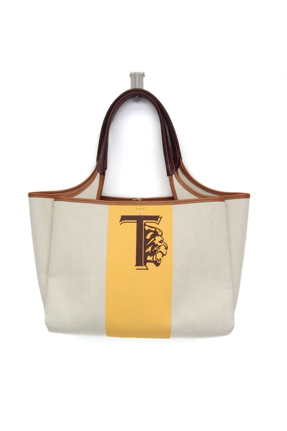 Pre-Owned Tod's Women's Canvas,Leather Tote Bag Light Beige,Yellow