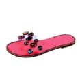 thumbnail image 1 of Amzcrzy Zapatos de mujer,Zapatos de mujer,Zapatillas de mujer, Zapatillas planas de verano para mujer con punta abierta y decoración de diamantes de imitación de colores, informales, para playa Sanda, 1 of 9