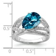 thumbnail image 2 of White Sterling Silver Ring Band Gemstone Diamond Round London Blue Topaz Pear, 2 of 2