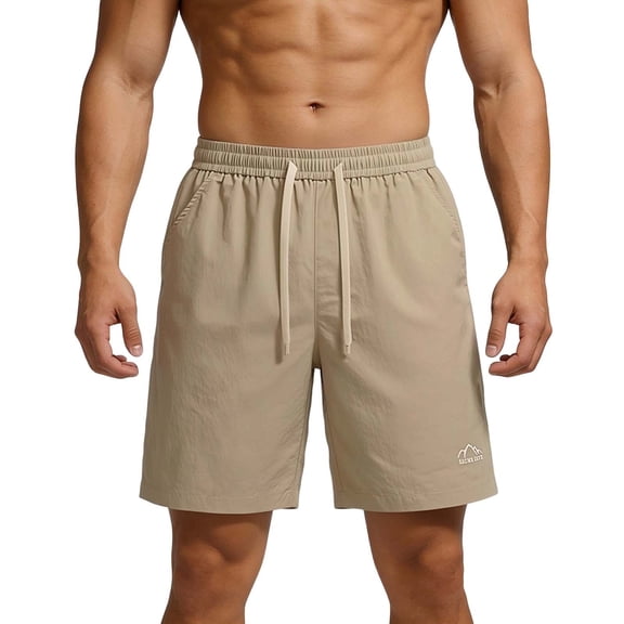 Hurxie Mens Hiking Shorts Quick Dry Lightweight 3 Zipper Pockets Summer Workout Gym Athletic Running Shorts Men Khaki,4XL