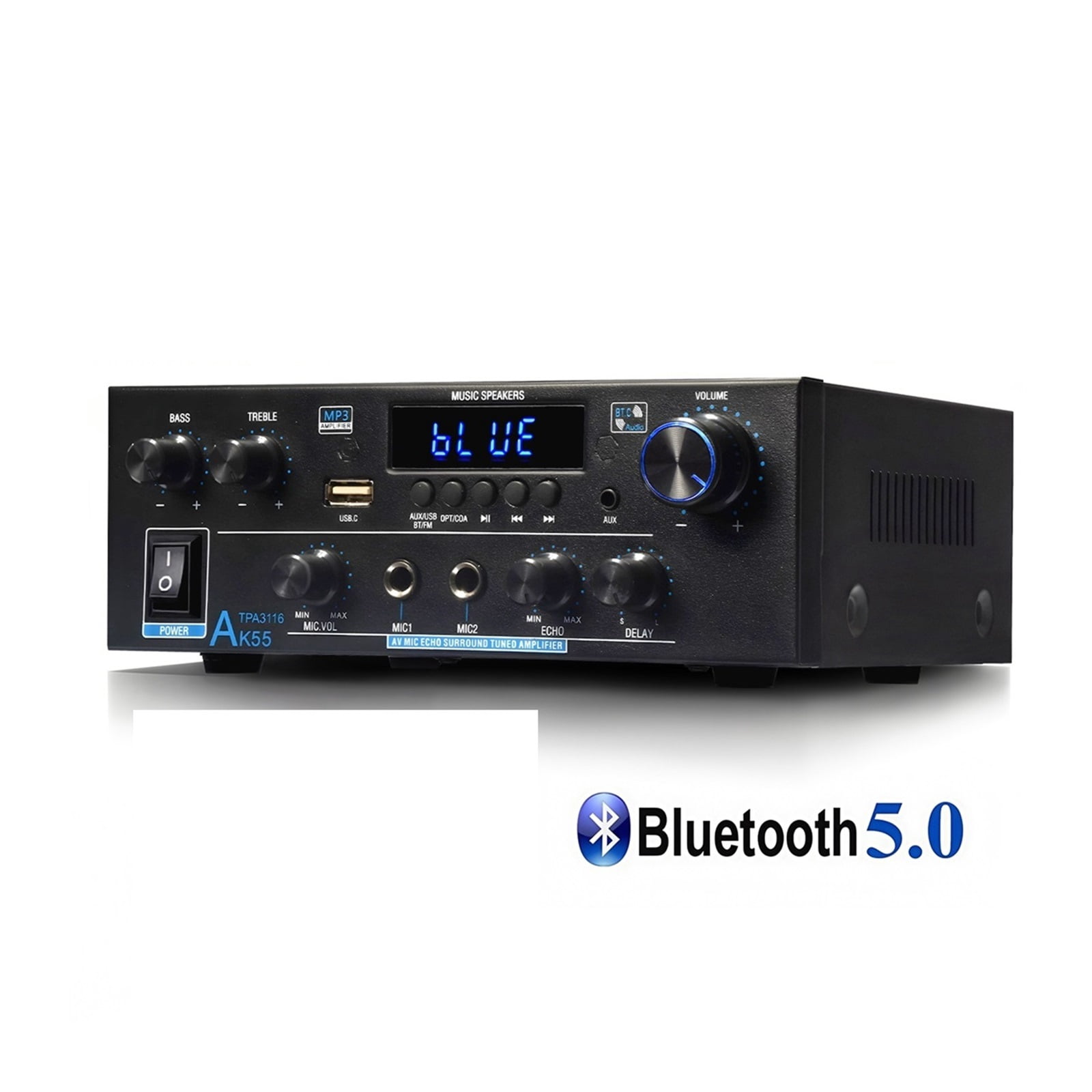 Amplifier AK55 Channel Rated Bluetooth Hifi AMP Music Player Support ,Bass & Treble Control