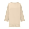 thumbnail image 4 of gakvbuo 3/4 Sleeve Lace Top For Womens Summer Tunic Blouse Shirt Crew Neck Solid Color Casual Top, 4 of 7