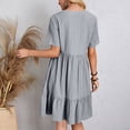 thumbnail image 5 of Summer Solid Dresses for Women 2026 Short Sleeve v Neck Mini T Shirt Dress - Midi Dress Flowy Pleated Beach Sundress - Summer Trendy Vacation Beach Dress Light Gray M, 5 of 8