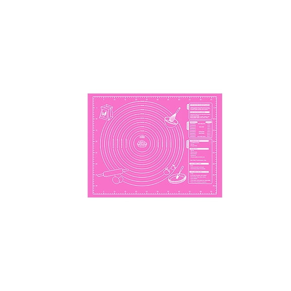 Bakeware Extra Large Nonstick EVA Rolling Mat with Measurements for Dough Non Kitchen Countertop Mat in Fuchsia with White Text
