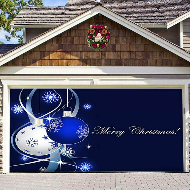 240X210CM Christmas Barn Garage Door Banner Large Christmas Background Christmas Door Decorations Holiday Cover Garage Banner For Outdoor Christmas Garage Door Banner Us Flag Small Christmas Banner