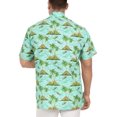 thumbnail image 4 of LA LEELA Men's Button Down Hawaiian Shirt Beach Holiday Casual Cotton Linen Effect Short Sleeve Shirt For Men XXL Palm Island, Autumn Turquoise, 4 of 6