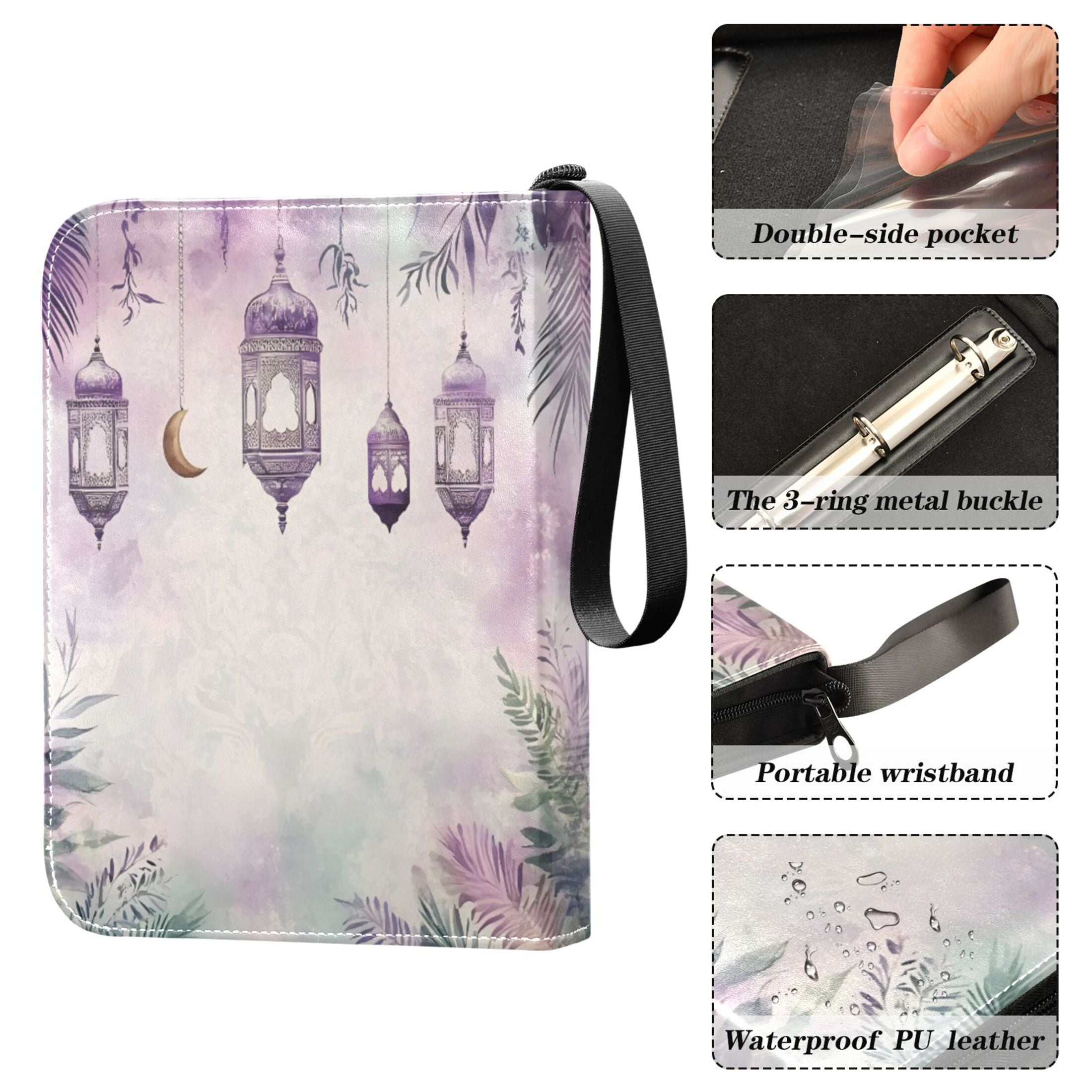 Trading Card Binder Album 400 Pockets 50 Removable 4-Pocket Pages Waterproof Watercolor Chandelier Plant