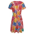 thumbnail image 5 of Candy Pattern Rainbow Lollipop Short Sleeve Dress Women Summer Evening Dresses Ladies Sundress, 5 of 7