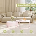 thumbnail image 4 of Round Nesting Coffee Table Set of 2 White Marble Coffee Table with Wood Storage Drawer Modern Circle Coffee Tables for Living Room Center Table Mid Century Coffee Table, 4 of 7