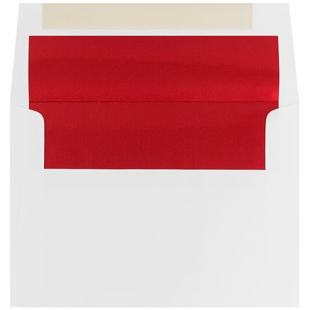 UPC: 0609613738036 | JAM A6 Foil Lined Invitation Envelopes  4 3/4 x 6 1/2  White with Red Foild  25/Pack